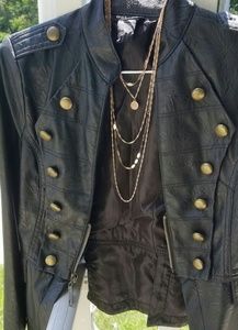 Wet Seal Military Style Leather Jacket Size Small